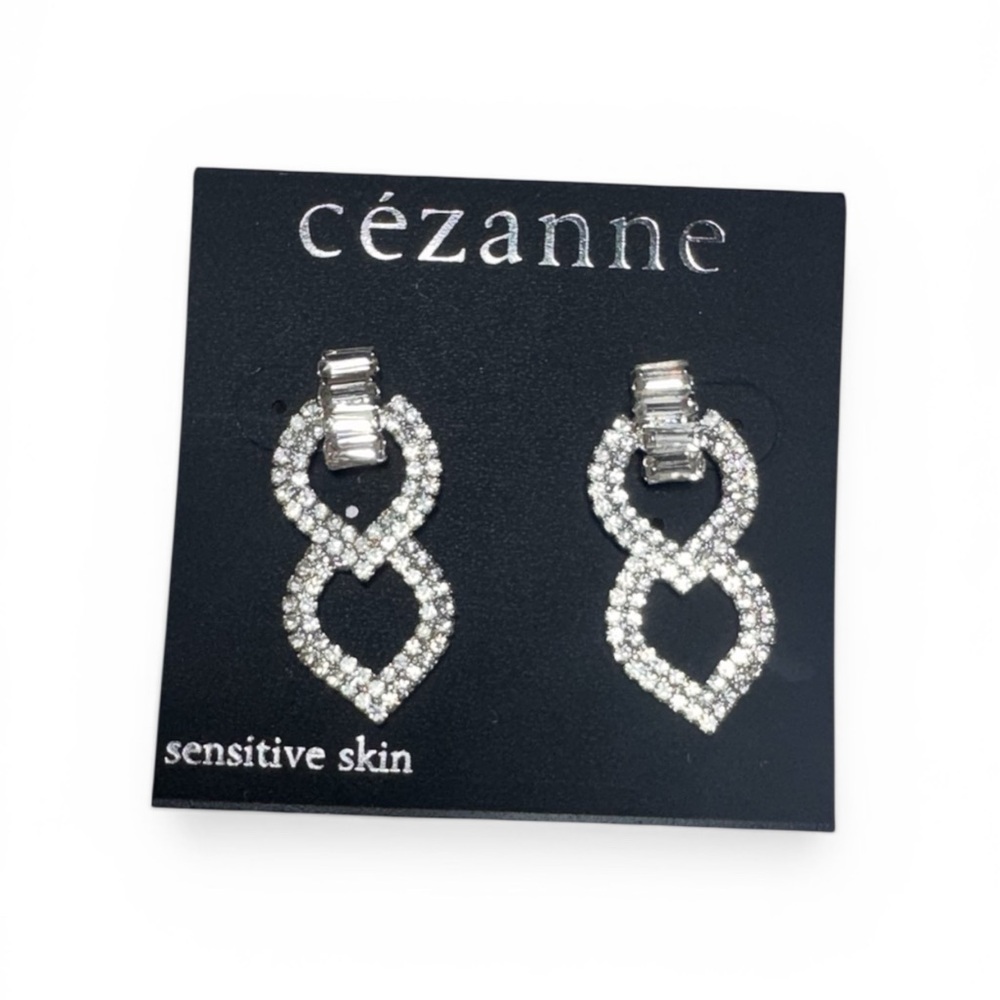 cézanne Silver-Tone Crystal Infinity Drop Earrings, NWT